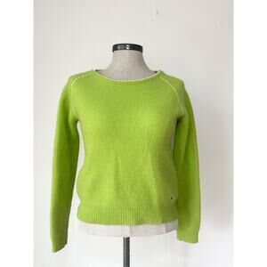 Y2K Tommy Hilfiger Angora Lambswool Sweater Made in Japan Lime Green Vintage